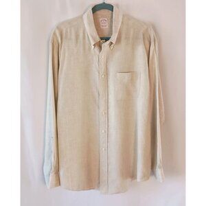 Brooks Brothers XL Irish Linen Long Sleeve Button Down Polo Dress Shirt